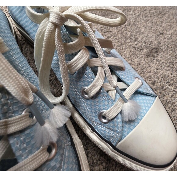 Converse Chuck Taylor All Star  High Top Shoes Size 8.5 Platform Blue Checkered - Picture 8 of 13